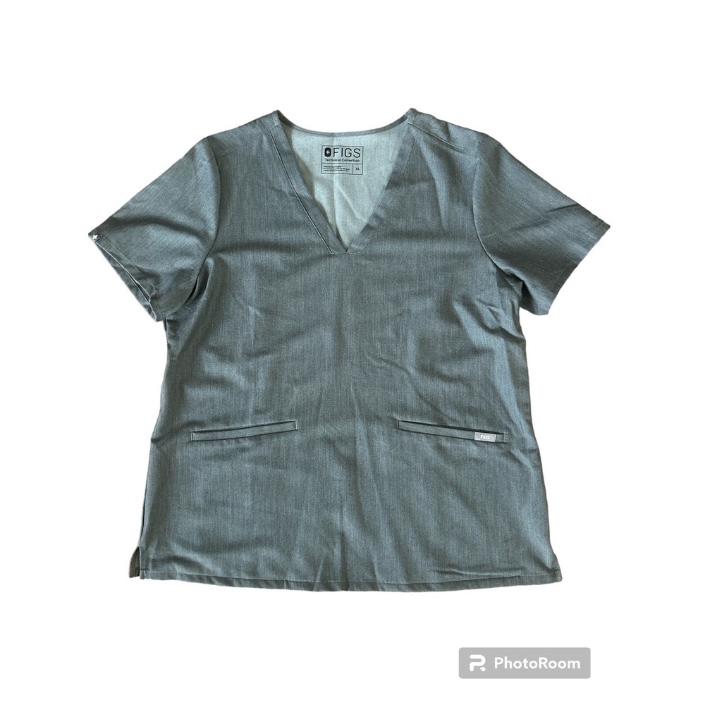 Figs Technical Collection Casma Women's XL Gray V-Neck Scrub Top EUC